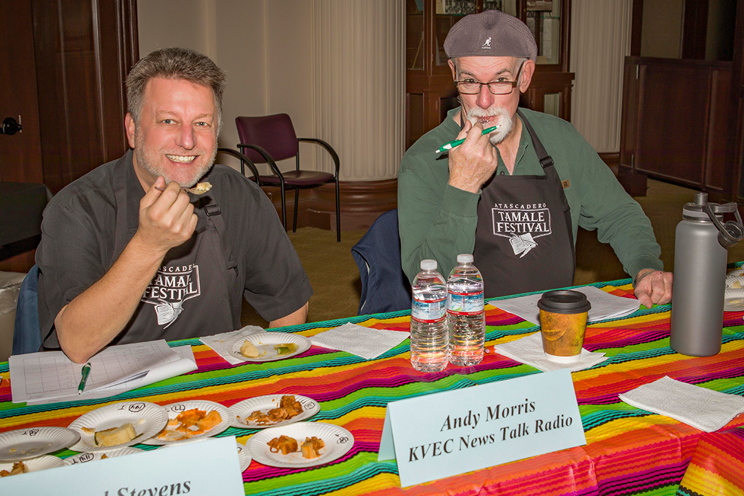 Image of 2020 Tamale Festival Tamale Judges Chad Stevens - KPRL News Talk Radio and Andy Morris - KVEC News Talk Radio